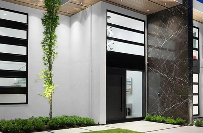 Luxury villa exterior fit-out with architectural facade and premium finishes